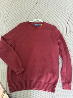 Ralph Lauren Crewneck Sweater in Deep Wine with Navy Pony